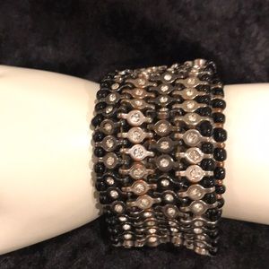 WHBM Stretchy Black & Silver Cuff Bracelet